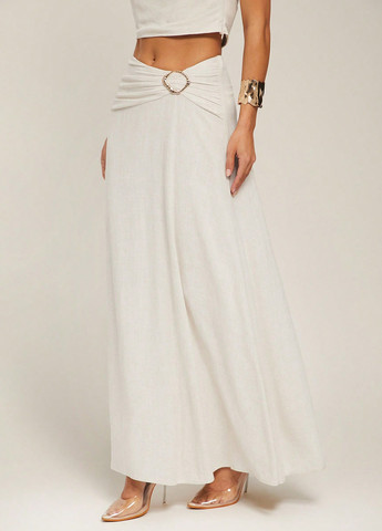 Белая кэжуал однотонная юбка SHEIN клешированная