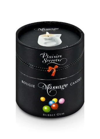 Масажна свічка Bubble Gum (80 мл) подарункова упаковка, керамічний посуд Plaisirs Secrets (254150936)