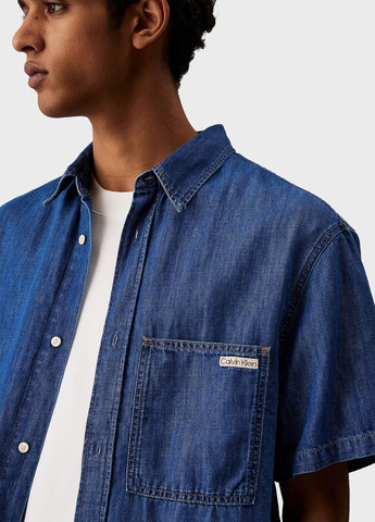 Синяя джинсовая, кэжуал рубашка однотонная Calvin Klein Jeans
