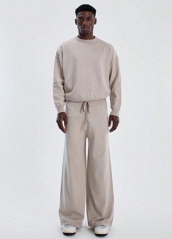 Светло-бежевый свитшот SHEIN однотонный без декора (347152467)