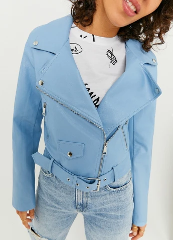 Голубая летняя куртка Tally Weijl Formal Jackets - WOVEN PU BIKER JACKET