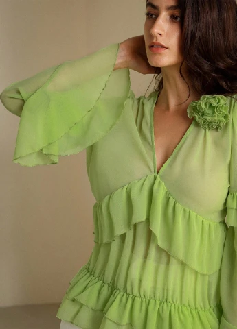 Салатова блуза SHEIN