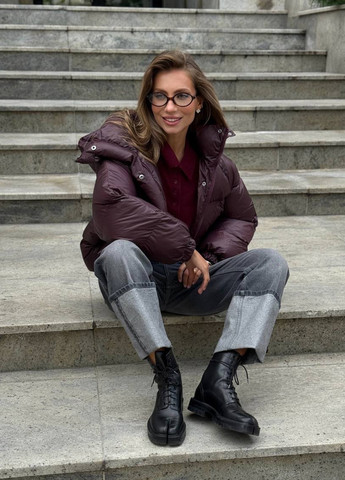 Бордовая зимняя куртка No Brand