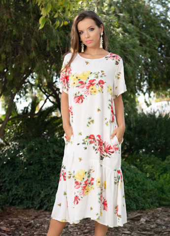 Білий пляжна сукня а-силует Indiano з квітковим принтом