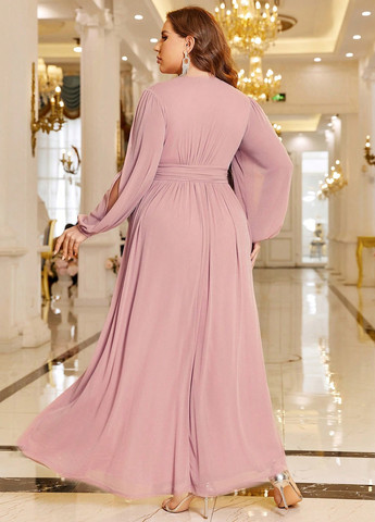 Светло-розовое кэжуал платье SHEIN однотонное