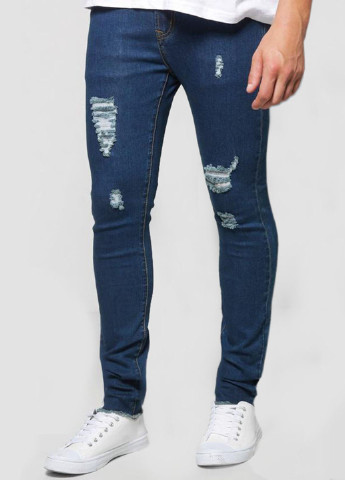 Синие демисезонные зауженные джинсы Boohoo