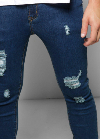 Синие демисезонные зауженные джинсы Boohoo