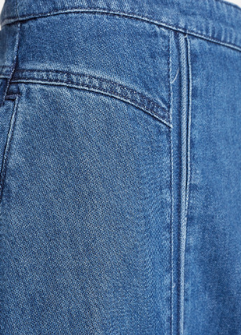 Синяя джинсовая однотонная юбка KOTON а-силуэта (трапеция)