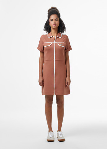 Коричневое кэжуал платье поло Lacoste однотонное