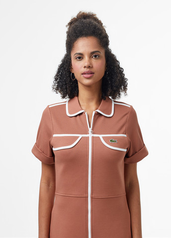 Коричневое кэжуал платье поло Lacoste однотонное