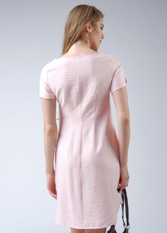Светло-розовое кэжуал платье а-силуэт Pink однотонное