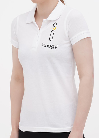 Белая женская футболка-поло Innogy с надписью