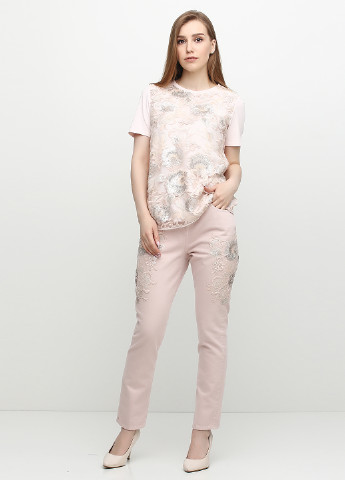 Светло-розовые джинсовые демисезонные прямые брюки Twin-Set
