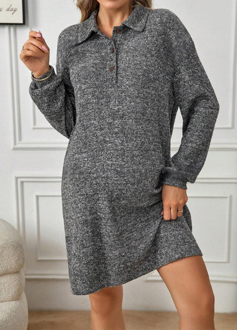 Темно-сіра кежуал сукня для вагітних поло SHEIN меланжева