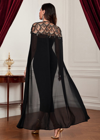 Черное вечернее, праздничный платье платье-футболка SHEIN однотонное