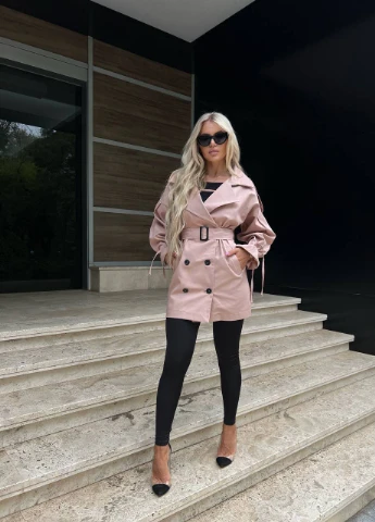 Рожеве демісезонне Тренч Moni&co