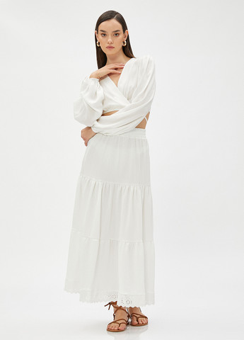 Белая кэжуал однотонная юбка KOTON