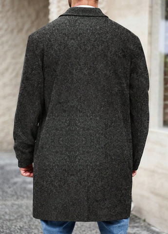 Темно-серое демисезонное Пальто однобортное SHEIN