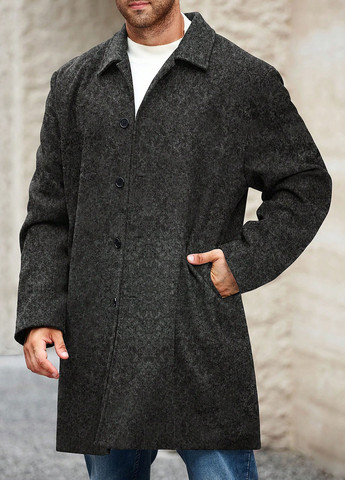 Темно-серое демисезонное Пальто однобортное SHEIN