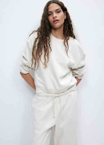 Молочний світшот H&M однотонний без декору (365968230)