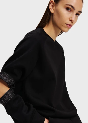 Черный свитшот Karl Lagerfeld логотип с вырезами (315876560)