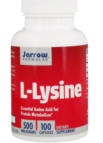 L-Лізин, L-Lysine,, 500 мг, 100 капсул Jarrow Formulas (228291701)