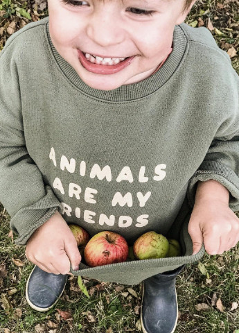 organic zoo свитшот надпись оливковый кэжуал хлопок органический