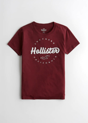 Бордова літня футболка Hollister