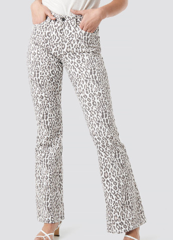 Джинси NA-KD кльош леопардові комбіновані джинсові бавовна