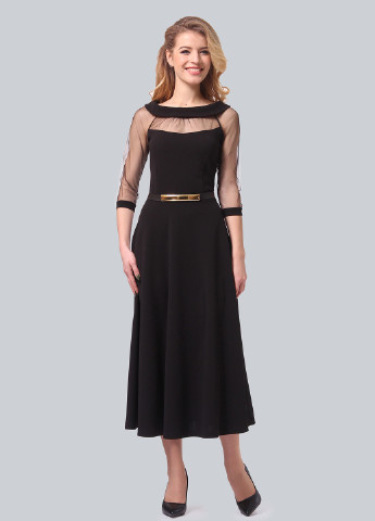 Чорна коктейльна сукня, сукня кльош Agata Webers однотонна
