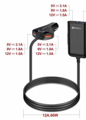 Зарядное устройство CQC-450 4 USB, 12A, Qualcom 3.0, B (CQC-450-BK) XoKo (216637751)