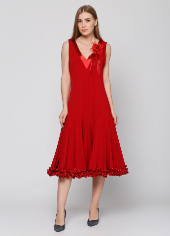 Красное кэжуал платье Алеся однотонное