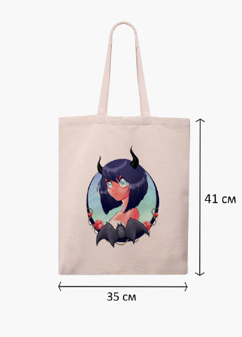 Еко сумка шоппер біла Дівчина демон Аніме (Demon girl Anime) (9227-2837-WT-1) Еко сумка шоппер біла 41*35 см MobiPrint (221682900)