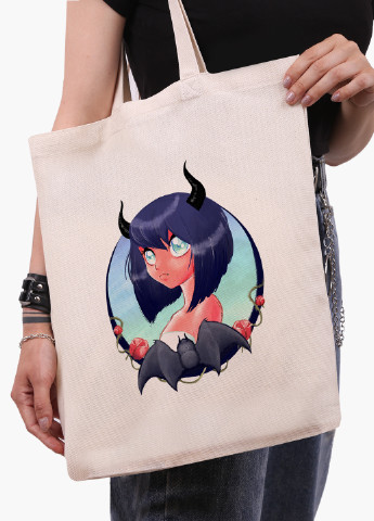 Еко сумка шоппер біла Дівчина демон Аніме (Demon girl Anime) (9227-2837-WT-1) Еко сумка шоппер біла 41*35 см MobiPrint (221682900)