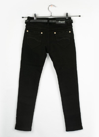Черные зимние прямые джинсы для девочки утепленные Seagull