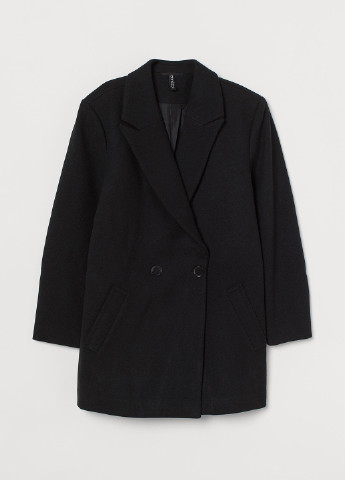 Черное Кэжуал пальто-жакет оверсайз двубортное H&M однотонное