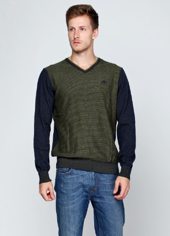 Пуловер State of Art - Прямой крой меланж зеленый кэжуал - (155022127)