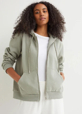 Толстовка фліс,хакі, H&M Basic (254770059)