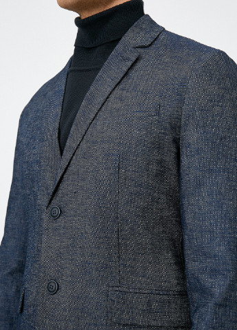 Пиджак KOTON однобортный меланж тёмно-синий кэжуал шерсть