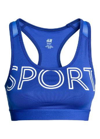 Топ H&M надпись синий спортивный трикотаж