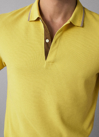 Желтая футболка-поло для мужчин Massimo Dutti однотонная
