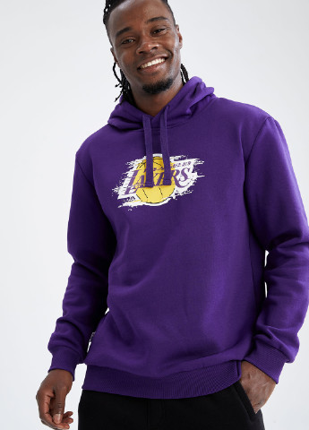 Los Angeles Lakers DeFacto Свитшот надписи фиолетовые кэжуалы хлопок, трикотаж