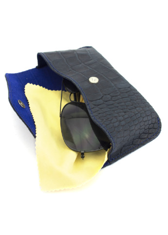 Футляр для очков кожаный HC0085 (синий крокодил) HandyCover классический однотонный синий натуральная кожа