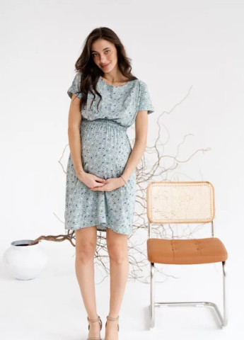 М'ятна бавовняна сукня для вагітних і годуючих мам м'ятна з секретом для годування To Be з абстрактним візерунком