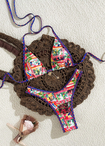 Комбинированный летний купальник (лиф, трусики) бикини, раздельный SHEIN