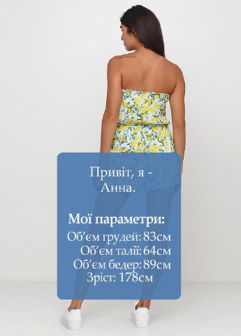 Комбинезон H&M комбинезон-шорты цветочный голубой кэжуал