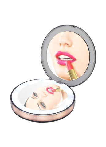 Зеркало для макияжа с LED подсветкой, 10х10х3 см G-SIO однотонное розовое