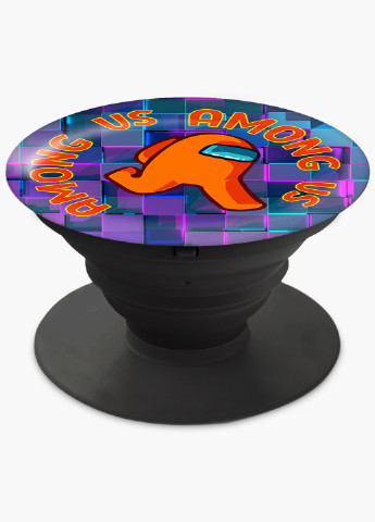 Попсокет (Popsockets) держатель для смартфона Амонг Ас Оранжевый (Among Us Orange) (8754-2408) Черный MobiPrint (216836464)