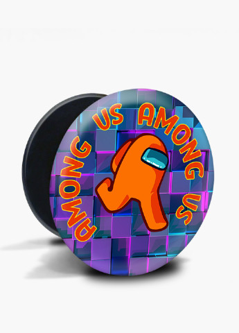 Попсокет (Popsockets) держатель для смартфона Амонг Ас Оранжевый (Among Us Orange) (8754-2408) Черный MobiPrint (216836464)