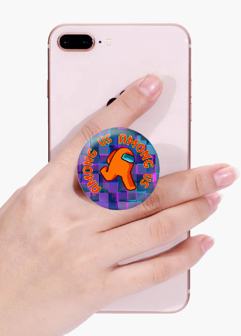 Попсокет (Popsockets) держатель для смартфона Амонг Ас Оранжевый (Among Us Orange) (8754-2408) Черный MobiPrint (216836464)